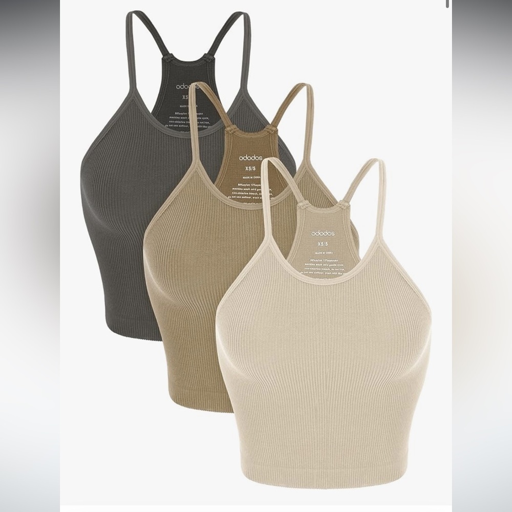 3 Pack Women's Ribbed Tank Tops - Black and Cream